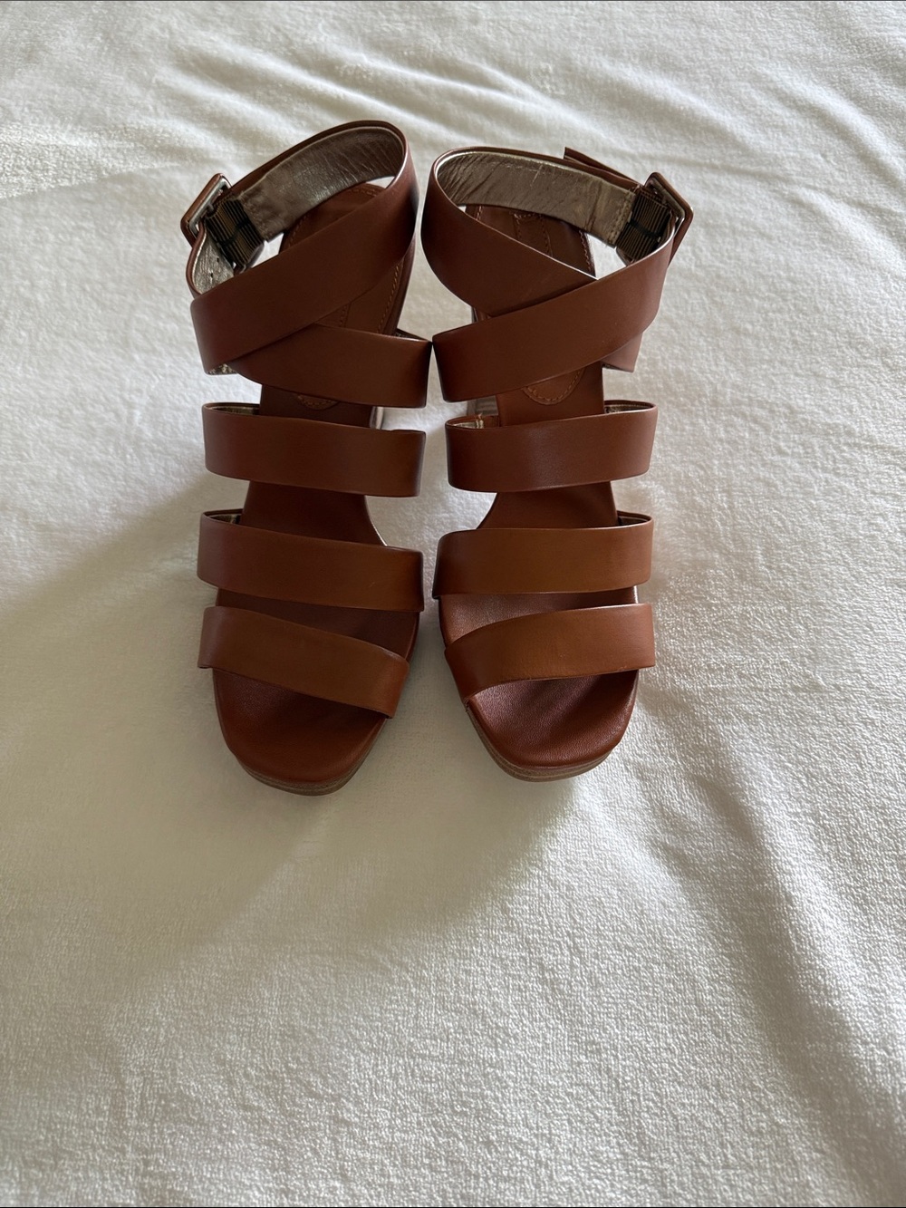 Banana Republic Women’s Strappy Brown Leather Wedge Sandals
